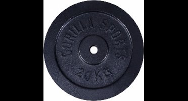 Gorilla Sports Gewichtsschijf - Halterschijf - 20 kg - Gietijzer Zwart - 31 mm