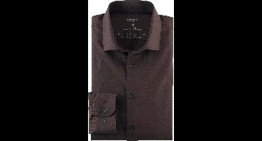 OLYMP 24/7 No. 6 Six super slim fit overhemd - popeline - bruin - Strijkvriendelijk - Boordmaat: 43