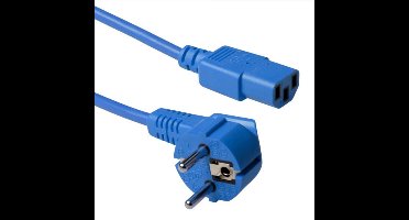 ACT Netsnoer Schuko CEE 7/7 male (haaks) - C13 IEC 60320 blauw 5 m AK5404