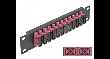 10 inch glasvezel patch panel 12 Poort SC Duplex Violet 1U Zwart