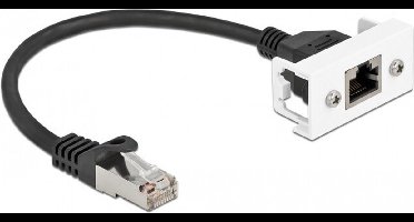Netwerkuitbreidingskabel voor eenvoudige 45 module S/FTP RJ45 -plug naar RJ45 Jack Cat.6A 25 cm zwart