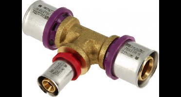 Bonfix Alu-pers - messing perskoppeling / persfitting - T-stuk verloop 26x16x26mm FxFxF