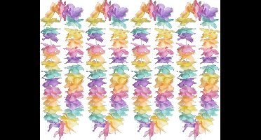 Boland Hawaii krans/slinger - 4x - Tropische/zomerse kleuren mix - Bloemen hals slingers