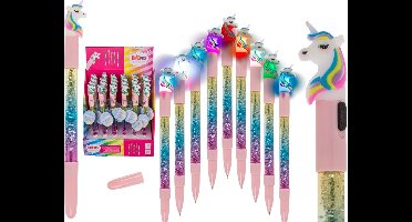 Out of the  Blue - Balpen Eenhoorn met licht en glitter - Unicorn - Kadootje - Kadotip - Knutselen