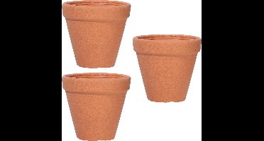 Prosperplast Plantenpot/bloempot Classic Garden - 3x - buiten/binnen - kunststof - terracotta - D25 x H26 cm