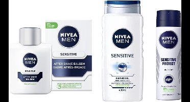 NIVEA Men - Set - Sensitive After Shave Balsem / Douchegel / Deo Spray