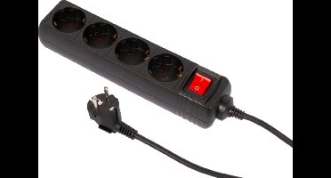 Stekkerdoos - 4 - zwart - kabellengte 1,5 meter