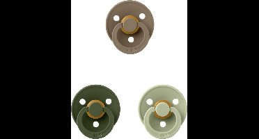 Bibs fopspeen 0-6 maand set 3 stuks Hunter Green,Sage en Dark Oak maat 1