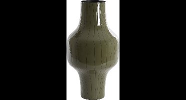 Light&living Vaas deco Ø27x49 cm SINDO glanzend donker olijf groen+zwart