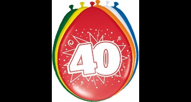 Folat Verjaardag leeftijd ballonnen 40 jaar - 8x - multi - 30 cm - feestartikelen/versieringen
