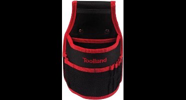 Toolland Nagel- en gereedschapshouder voor riem, nylon, met vakken en lussen, zwart/rood