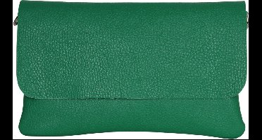 AmbraModa GLX11 - Crossbodytas, Clutch, telefoontas van echt leer met afneembaar en verstelbare schouderriem, passend voor mobiele telefoons en tablets tot 7 inch. Groen