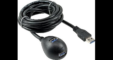 USB naar 2x USB docking kabel - USB3.0 - tot 0,9A / zwart - 1 meter