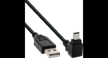 USB Mini B haaks naar USB-A kabel - USB2.0 - tot 1A / zwart - 3 meter