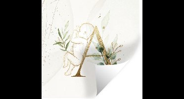 Muurstickers - Sticker Folie - Letters - A - Baby - Goud - 30x30 cm - Plakfolie - Muurstickers Kinderkamer - Zelfklevend Behang - Zelfklevend behangpapier - Stickerfolie