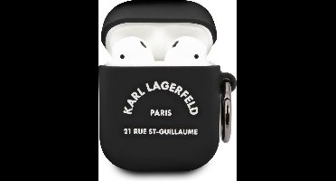 Karl Lagerfeld Airpods - Airpods 2 Case - Zwart - Silicone - White RSG Logo