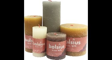 Bolsius rustiek stompkaars set Oker mix