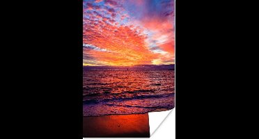 Poster Zonsondergang - Strand - Rood - 20x30 cm