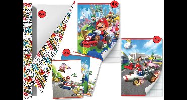 Mario Kart - Back to School Schoolpakket - Kaftpapier Voor Schoolboeken En Schriften