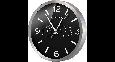 Bresser Wandklok -  Mytime Aluminium  - Zwart - Ø25 CM