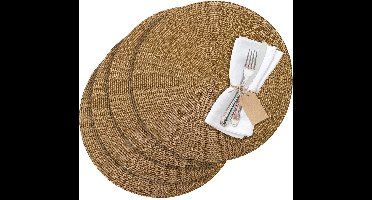 Westmark Set van 4 placemats, Ø 38 cm, polypropyleen, lichtbruin, Saleen-collectie: Circle