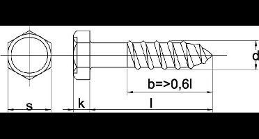 Houtdraadbout Din571 4.6 6X55Mm Elvz - 200 stuks