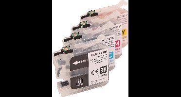 Set 4x ABC huismerk inkt cartridge geschikt voor Brother LC-121 LC-123XL voor DCP-J132W DCP-J152W DCP-J152WR DCP-J172W DCP-J4110DW DCP-J4110W DCP-J552DW DCP-J752DW MFC-J245 MFC-J285DW MFC-J4310DW