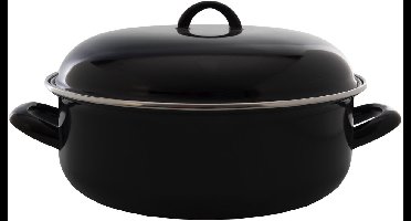 Imperial Kitchen Braadpan met deksel - Emaille - Zwart - Ø 24 cm