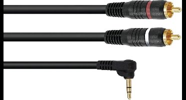 OMNITRONIC jack kabel 3 5 mm - jack naar tulp -aux kabel - audio kabel 3.5 Jack 90°/2xRCA 0,5m bk