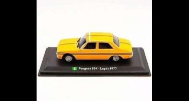 Peugeot 504 Lagos Taxi (Geel) 1:43 Atlas - Modelauto - Schaalmodel - Miniatuurauto