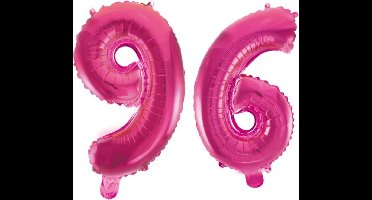 Folieballon 96 jaar roze 41cm