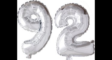 Folieballon 92 jaar zilver 41cm