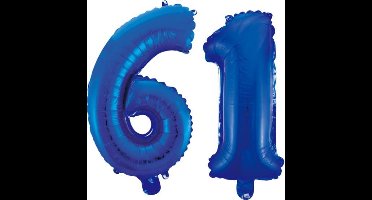 Folieballon 61 jaar blauw 86cm
