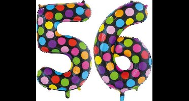 Folieballon 56 jaar stippen 86cm