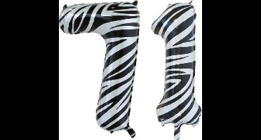 Folieballon 71 jaar zebra 86cm