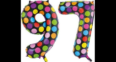 Folieballon 97 jaar stippen 86cm
