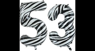 Folieballon 53 jaar zebra 86cm