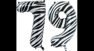 Folieballon 79 jaar zebra 86cm
