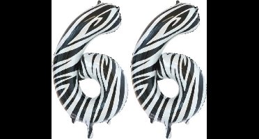 Folieballon 66 jaar zebra 86cm