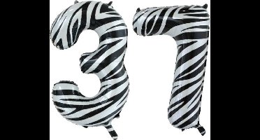 Folieballon 37 jaar zebra 86cm