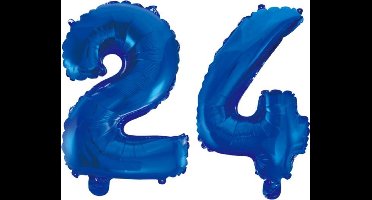 Folieballon 24 jaar blauw 41cm