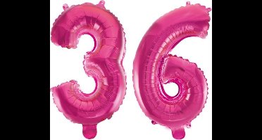 Folieballon 36 jaar roze 86cm