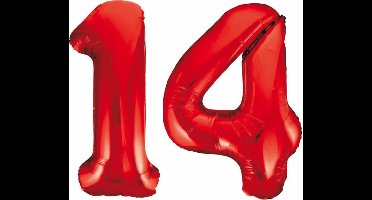 Folieballon 14 jaar rood 86cm