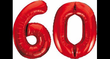 Folieballon 60 jaar rood 86cm