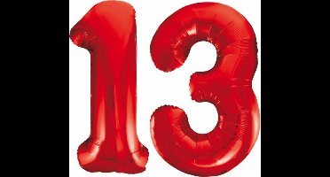 Folieballon 13 jaar rood 86cm