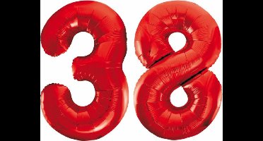 Folieballon 38 jaar rood 86cm