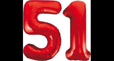 Folieballon 51 jaar rood 86cm