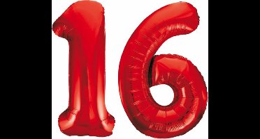 Folieballon 16 jaar rood 86cm