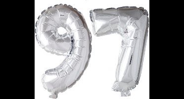 Folieballon 97 jaar zilver 41cm