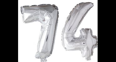 Folieballon 74 jaar zilver 41cm